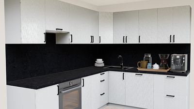 Кухня угловая Пиксель белый 59SD